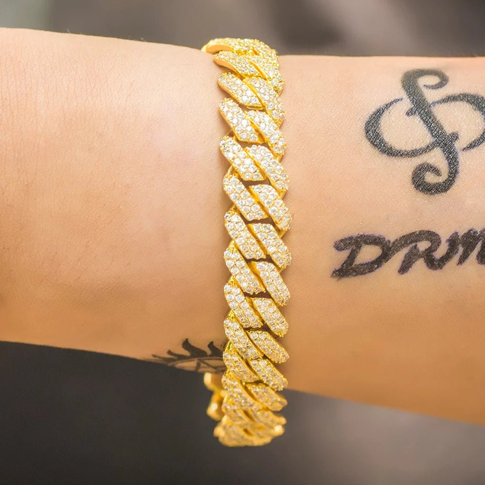 14MM Iced Prong Bracelet - Gold - Vercetti