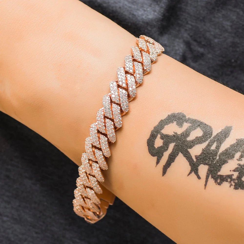 14MM Iced Prong Bracelet - Rose Gold - Vercetti