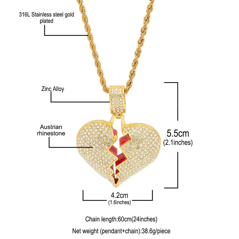 Broken Heart Pendant - Gold - Vercetti