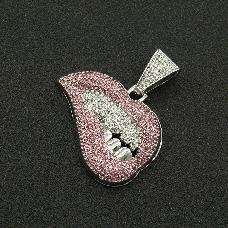 Flirty Lips Pendant - White Gold - Vercetti