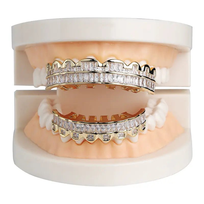 Iced Baguette Grillz - White Gold - Vercetti