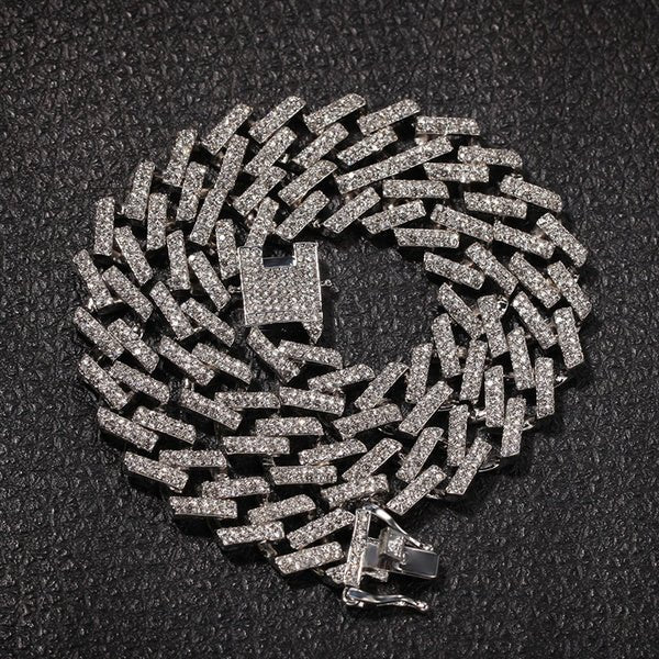 Iced Link Chain - White Gold - Vercetti