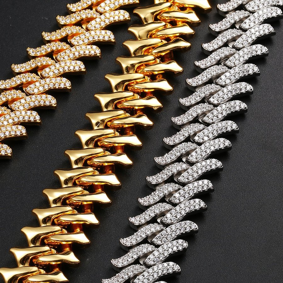 Spiked Diamond Cuban Chain - Gold - Vercetti