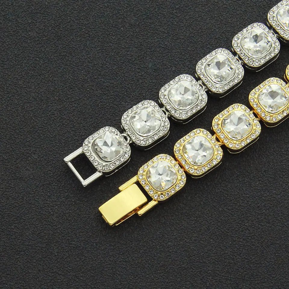 Square Clustered Tennis Bracelet - White Gold - Vercetti