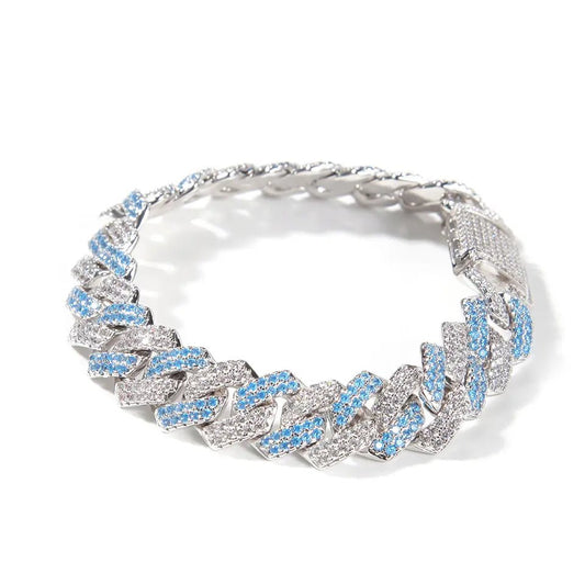 Iced Prong Bracelet - White + Blue - Vercetti